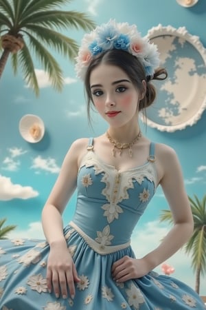 A mysterious spy, in the style of delicate porcelain sculpting, elegant figures, timeless fashion, exquisite, made of mythical creatures, flowing forms, pastel-toned toning, Oliver Jeffers, surreal background,johaneli, black hair,Fantasy detailers,Blue and white porcelain style,Fantasy detailers 