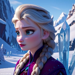 score_9, score_8_up, score_7_up, score_6_up, score_5_up, score_4_up, rating_questionable, Elsa, braid, pale skin, ice magic, snowy landscape, portrait 