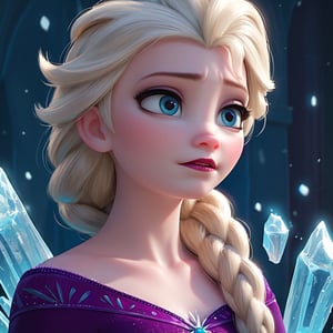 score_9, score_8_up, score_7_up, score_6_up, score_5_up, score_4_up, rating_questionable, Elsa, braid, pale skin, portrait, surrounded by ice magic