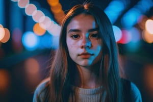  aesthetic portrait, 1girl,solo, long hair, bokeh, depth of field, cinematic, nighttime ,aesthetic portrait,b3rli,ch3ls3a,gh3a,lun4