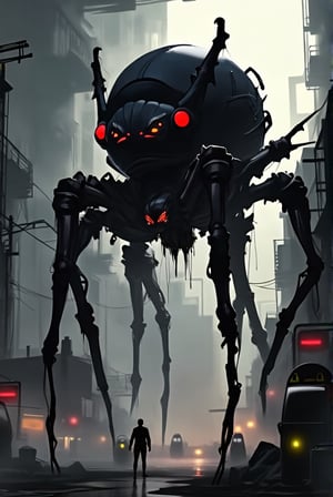 Spider,metal,gigantic,comic,city,robot,mecha,animal,4K