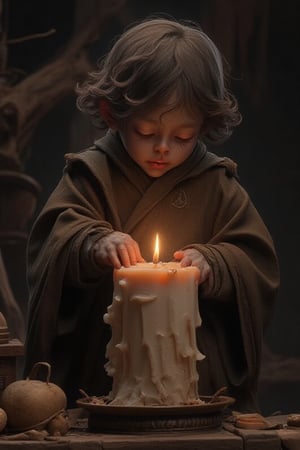 1boy melting on the top of candle