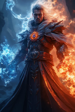 The handsome man with fiery eyes and blazing was cloaked in ice and fire, the 2 women behind him emitted an aura of fire and ice and used weapons