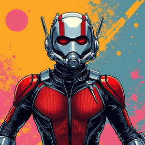 Portrait of Ant-Man, (suit like the one in the MCU movie), pop-art style