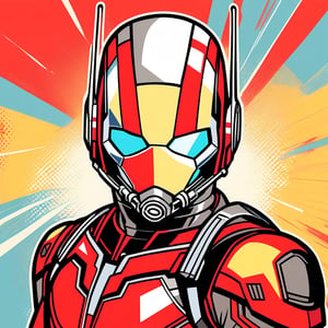 Portrait of Ant-Man, (suit like the one in the MCU movie), pop-art style