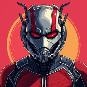 Portrait of Ant-Man, (suit like the one in the MCU movie), pop-art style