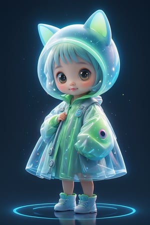 create me the cutest little alien being,3D Cartoon Vision,short-hair,chinese girl,word,