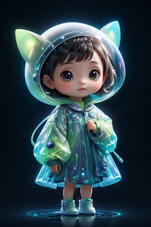 create me the cutest little alien being,3D Cartoon Vision,short-hair,chinese girl,word,
