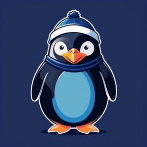 Vector illustration, flat design, ((cool swag carismatic looking penguin)) big forehead, bright colors, made by master graphic designer, arms crossed,  tall, long head, with the name 'Pinguino Rodriguez' written in bold, dark navy blue, ((modern sans-serif)) font in the center,