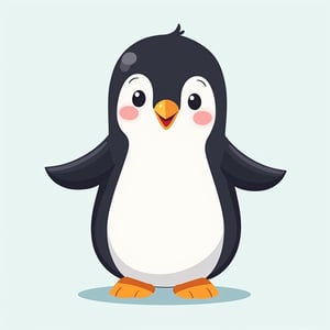 Vector illustration, friendli looking penguin, big forehead, bright colors, made by master graphic designer, score_8, score_9.