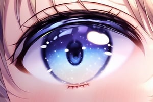 mitsuba_choco, tareme, blue eyes, eye focus, close-up