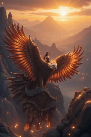 Masterpiece, 8K, HDR, best quality, highly detailed skin, photography, analog style, real life, extremely beautiful, highly detailed, intricate, ray traced, dramatic lighting, enchanting eyes. Illustration of a super beautiful stunning woman sitting on a huge eagle flying over the city at dawn, her 10 hand capturing the enchanting beauty and dramatic lighting of the scene.