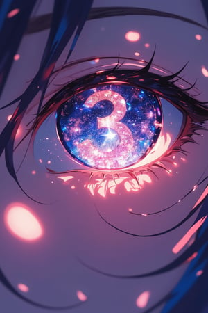 masterpiece, ultra detailed, HD, 
Anime style, Japanese anime, 

vertically oriented, high-quality illustration. A close-up of one eye, with part of the mouth visible in a soft yet detailed anime aesthetic. The focus is on the eye, where the number “3” is clearly reflected in the center of the iris. Around the eye, intricate fractal patterns extend from the iris towards the outer edges, creating a mesmerizing and geometric design. The fractal shapes glow softly, contrasting with the subtle shadows and highlights around the eye, enhancing the focus on the number “3.” The mouth, slightly visible in the frame, adds a subtle emotional expression, complementing the intricate and mysterious fractal effect. The overall composition emphasizes a sense of otherworldly beauty and complexity.,

Anime Style,Eyelashes