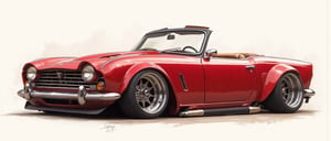 Deep learning model flowchat in colour of a triumph tr4 from 1962 rwb, wide body, sketch, realistic photo, Chip Foose car rendering, chrome wheels, bagged, slammed to the ground, photreal masterpiece
