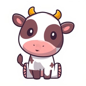 cute cow vector illustration with mujibvector style, isolated in white background