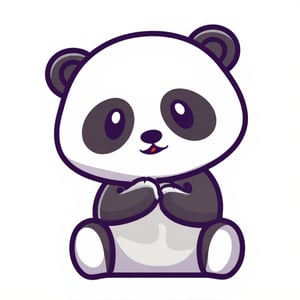 cute panda vector illustration with mujibvector style, isolated in white background