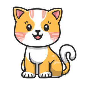 cute cat vector illustration with mujibvector style, isolated in white background