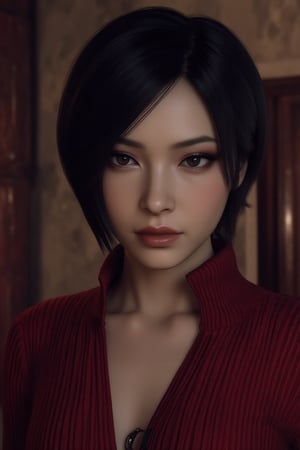 make a avatar Anime,3d render, ada wong from resident evil 4 remake,Ada wong,Short hair,Black hair