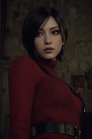 make a avatar Anime,3d render, ada wong from resident evil 4 remake,Ada wong,Short hair,Black hair