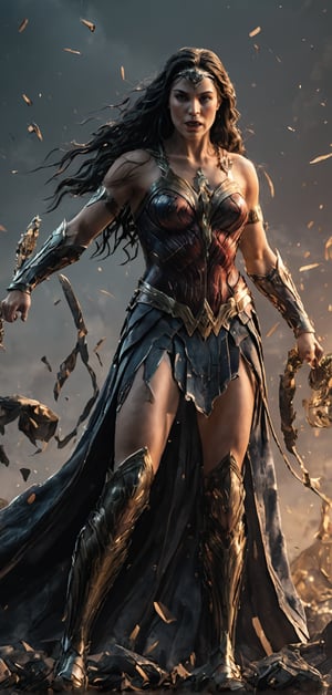 (extremely detailed 8k wallpaper), a medium full body photo of Wonder Woman ,intricate, highly detailed, dramatic, in Wonder Woman costume,screaming