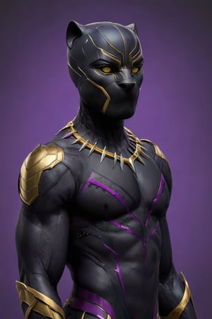 Black panther,with gold and purple,