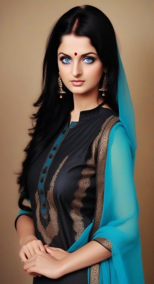 Salwar kameez.house working.Blue eyes.black hair