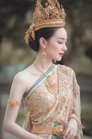 Portrait of หญิงสาวสวมเสื้อยืดสีขาวและกระโปรงสั้นสีดำ ทรงพีทเป็กลีบ ยืนโพสต์ท่าทางท่ามกลางธรรมชาติ โดยมีพื้นหลังเป็นต้นไม้สีเขียวและสิ่งปลูกสร้าง เธอสวมรองเท้าผ้าใบขาว ทำให้ภาพนี้มีความสดใสและดูเป็นธรรมชาติ