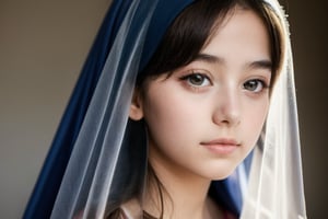 portrait of a young teenage girl, very cute, wearing a veil, AIDA_LoRA_valenss