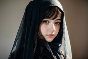 portrait of a young teenage girl, very cute, wearing a veil, AIDA_LoRA_valenss