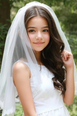 teenage girl, cute face, wedding_veil, outdoor