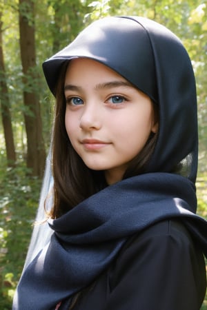 teenage girl, cute face, pointy ear, veil, outdoor