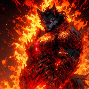 8k, masterpiece, anthro, male, solo, werewolf, black fur, handsome, bara, muscular, huge muscles, long black hair, red eyes, black sclera, wolf ears, snout, wolf tail, fullbody, looking at viewer, biomechanical armor, sci fi armor, mask, glowing, aura, dark background, r1ge, (violet theme:1), (pink theme: 1), (red theme: 1)