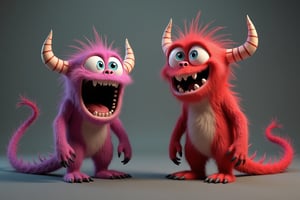 junior monsters, Sally and Mike Vazovsky, 3d render