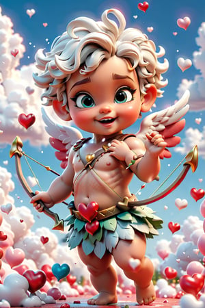 best quality, masterpiece, beautiful and aesthetic, vibrant color, Exquisite details and textures,  Warm tone, ultra realistic illustration,  Cupid, colorful perfect 3d ink splash forming perfect detailed extreme close up perfect realistic cute, smiling, happy, flying cupid aiming his bow and arrow, Baby Cupid, flying in a background of puffy clouds with floating hearts, ultra hd, realistic, vivid colors, highly detailed, UHD drawing, perfect composition, beautiful detailed intricate insanely detailed octane render trending on artstation, 8k artistic photography, photorealistic concept art, soft natural volumetric cinematic perfect light, graffiti art, splash art, street art, spray paint, oil gou ache melting, acrylic, high contrast, colorful polychromatic, ultra detailed, ultra quality, CGSociety.,