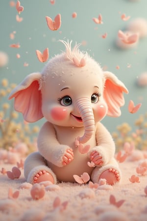 A baby elefant. illustrationsd_01, 3d render, colorfull