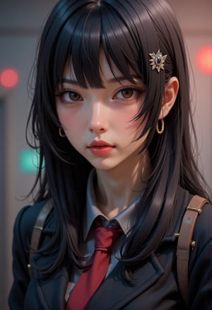 anime, portrait, close up of a Vulgar 1girl, solo, Yu, Pea coat, Formal, Edgy ornaments, Making funny face, shallow depth of field, close-up, fun, illustrious, extremely stylish, handsome, grand illumination, fantastic aesthetic, beautiful, highly intricate, cool colors, ambient, magic atmosphere, fine artistic composition, located artistic, ct-sensanime, ct-prettienime2, ct-sensual