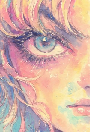 Close up, sailormoon,kawaiicolors, texture,watercolor \(medium\)