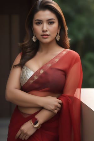 look like ((Huma Qureshi,Gauahar Khan)),realistic body skin, brown eye ,white teeth,(RAW photo, best quality),(realistic, photo-Realistic:1.3), best quality, masterpiece, beautiful and aesthetic, 16K, (HDR:1.4), high contrast,(((wearing sexy red see through sari,saree))),neckless and earring,light Makeup,Extreme skin detail, Extreme realism, Bright camera flash,full body,beautiful,detailed eyes,detailed lips,portrait,endless beauty,Milf,red lipstik,pov_eye_contact,very fit, very toned, very athletic, naughty poses, hyperdetailed,((sitting in bed)), ((face_round)),(((Full body view))),((sitting in balcony)),(((real skin texture))),