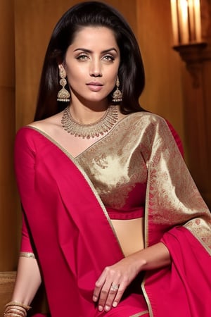 photorealistic,Ana,Anade , red saree