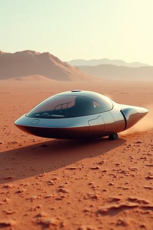 ultrarealistic complex concept hover car flying over saturn terrain,no wheels,charcoal gray color