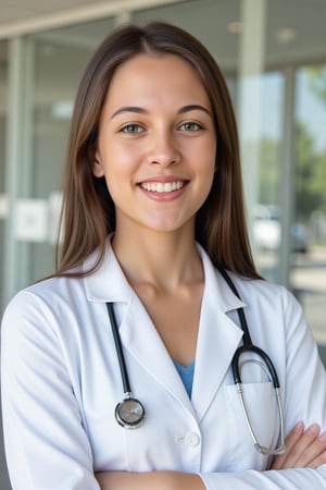 beaultiful female doctor, stock photography style





