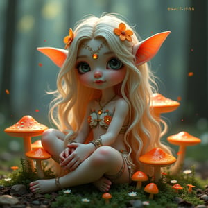 A fantasy, floral, fullbody Elf. Covered in glowing mushrooms, Ultra High Definition, Hyperrealism, hyper realistic, realistic, photorealistic, ultra detailed fantasy by Fateline, intricate realistic fantasy, so cute, airbrush digital art, ( ultra realistic, 5d, really realistic, ultra-realistic), style raw, sharp focus, hyperrealism, photorealistic, 16k, unreal engine