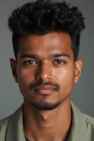 vijay , very spikey quiff styled textured hair, clean shaved face sides, noc facial hair, clean clear visible high detailed skin, clean shaved ceeks, no subltle beard