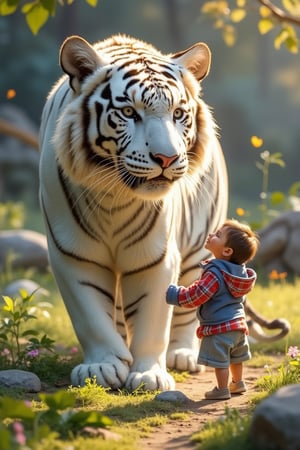 a little boy and white tiger,Gdoll