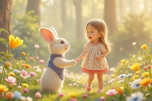 a little girl and rabbit,Gdoll