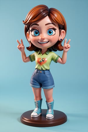 3d cartoon, pixar, score_9, score_8_up, score_7_up, score_6_up, boy and girl, peace pose, smiling, chibi, miniature, figurin