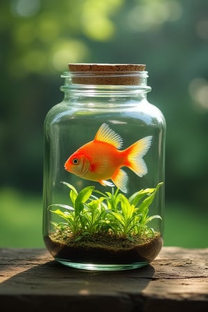 A fish who put in the glass jar