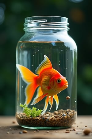 A fish who put in the glass jar