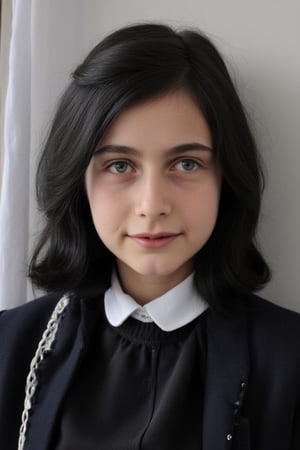 15 years old, Black hair, AnneF. AnneF wearing a Nazi suit