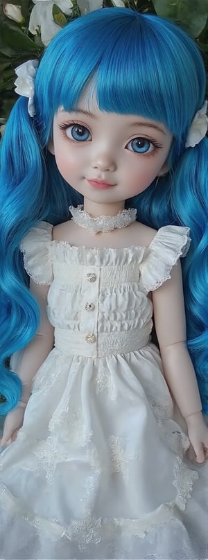 best quality, a girl, multicolored blue hair,white ruffle dress, insanely detailed eyes,
pcv figure,